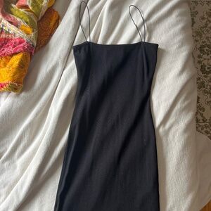 Little Black Bodycon Dress with Spaghetti Straps XS